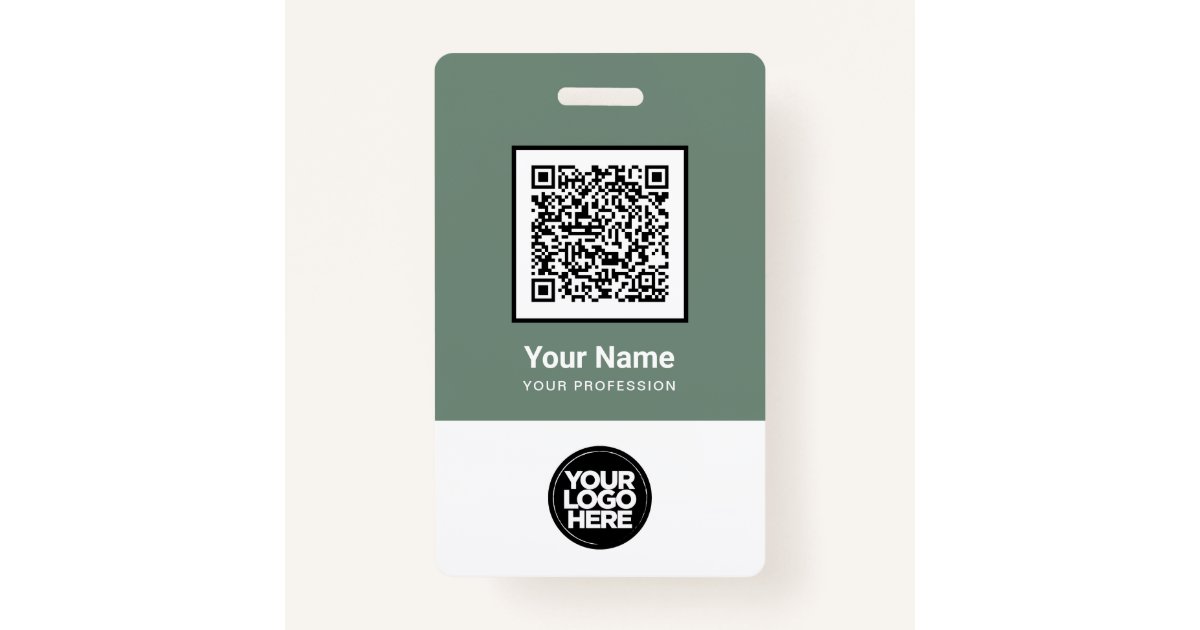 Custom Employee Qr Code Bar Code Logo Name Badge Zazzle