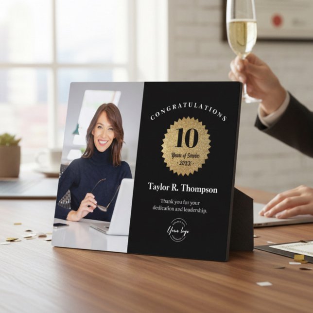 Custom Employee Recognition Photo 10 Year service  Plaque (Custom employee photo 10 years of service plaque.)