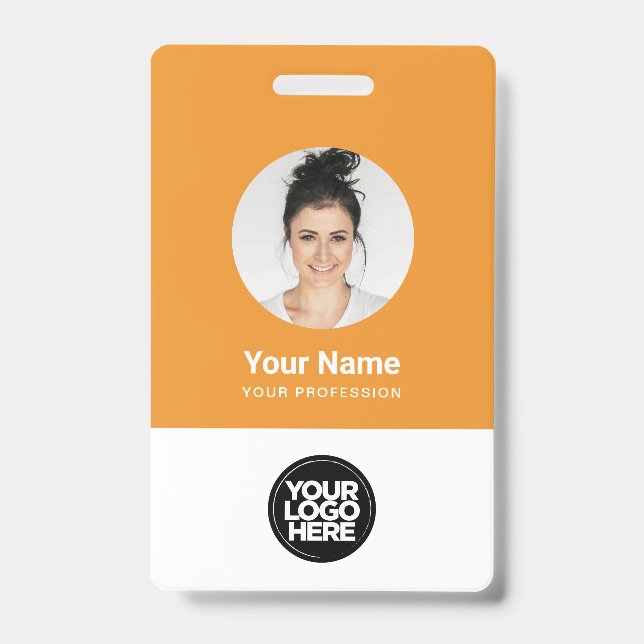 Custom Employee Round Photo Logo Name Badge (Front)