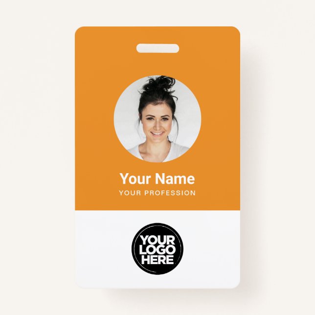Custom Employee Round Photo Logo Name Badge (Front)