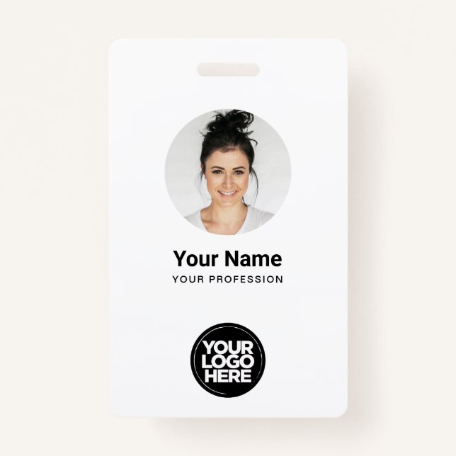 Custom Employee Round Photo Logo Name Badge (Front)