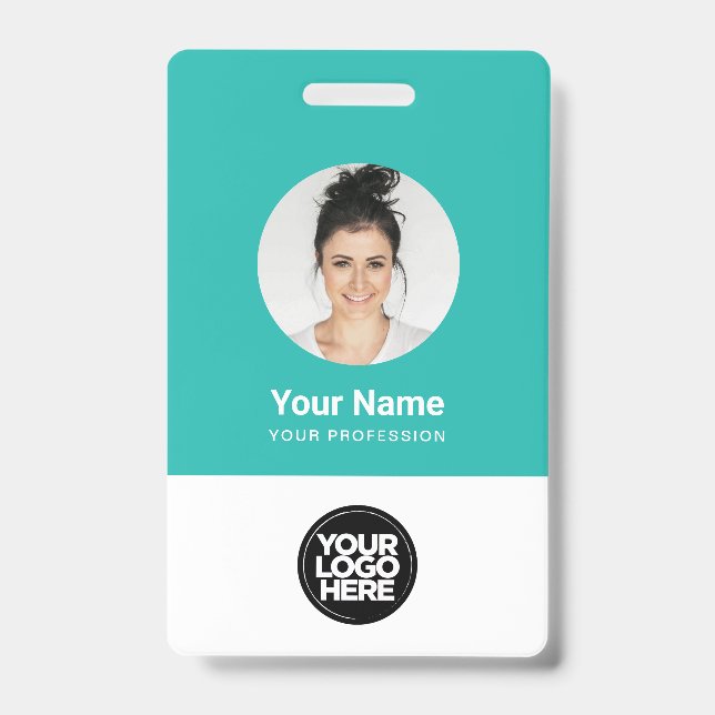 Custom Employee Round Photo Logo Name Badge (Front)
