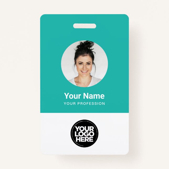 Custom Employee Round Photo Logo Name Badge (Front)
