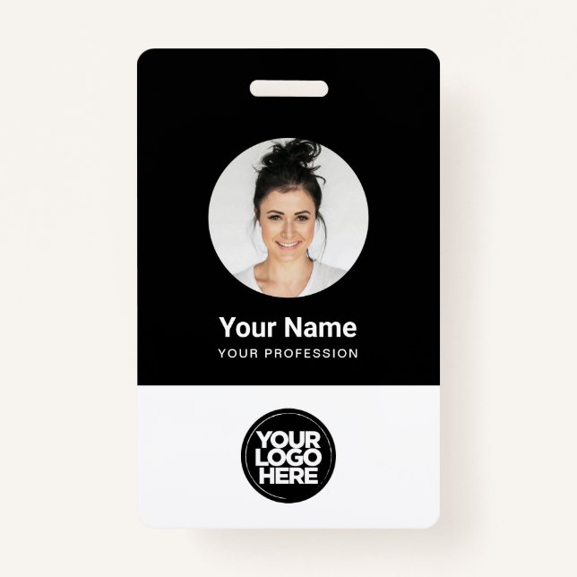 Custom Employee Round Photo Logo Name Badge (Front)