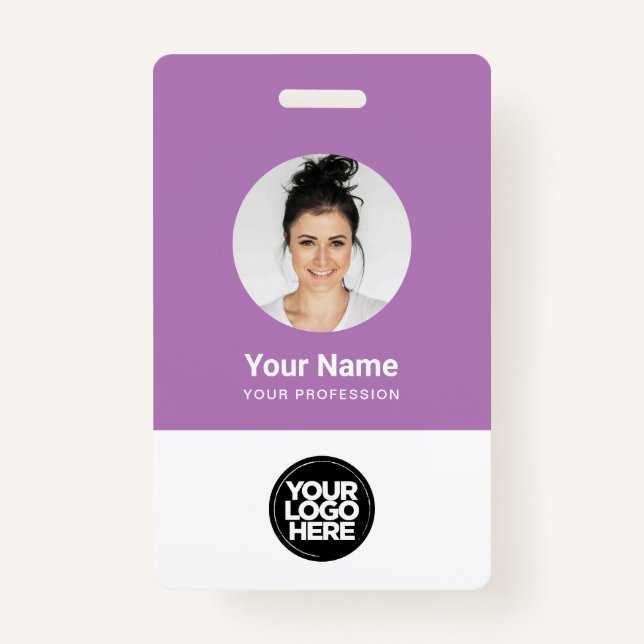 Custom Employee Round Photo Logo Name Badge (Front)