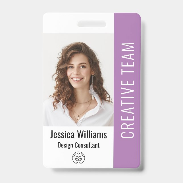 Custom Employee Staff Name Logo Bar Code Photo ID Badge (Front)