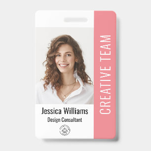 Custom Employee Staff Name Logo Bar Code Photo ID Badge