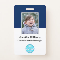 Custom Employee Staff Name Logo Barcode Photo ID Badge | Zazzle