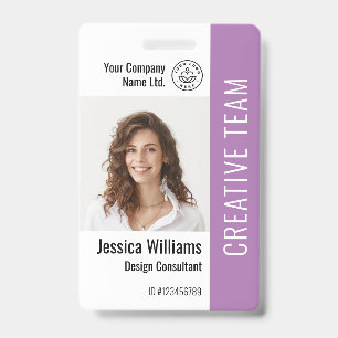 Custom Employee Staff Name Logo Barcode Photo ID  Badge