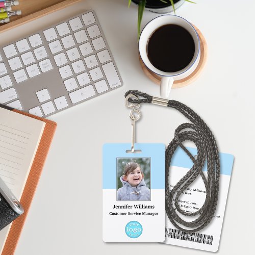 Custom Employee Staff Name Photo Barcode Logo ID Badge