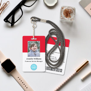 Custom Employee Staff Photo Barcode Logo Name ID Badge