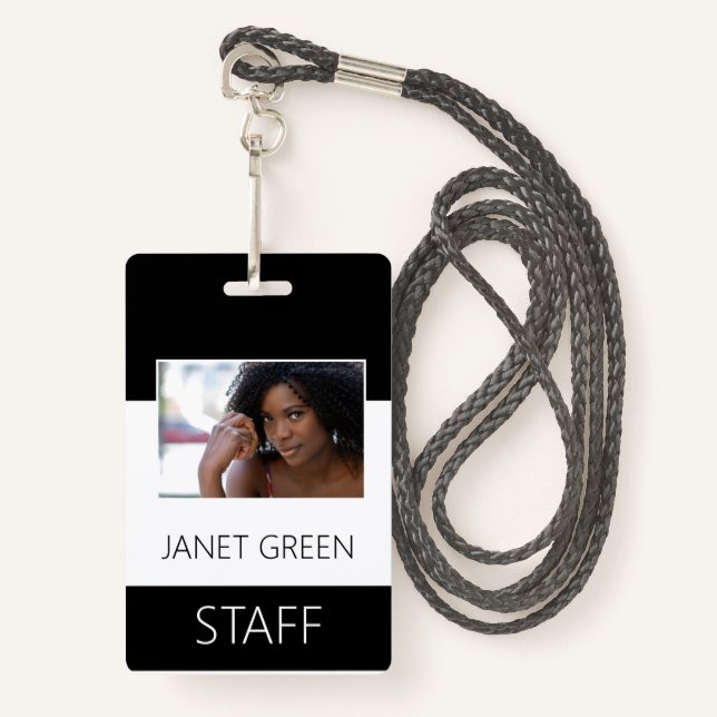 Custom Employee Staff Photo ID Company  Badge (Front with Lanyard)