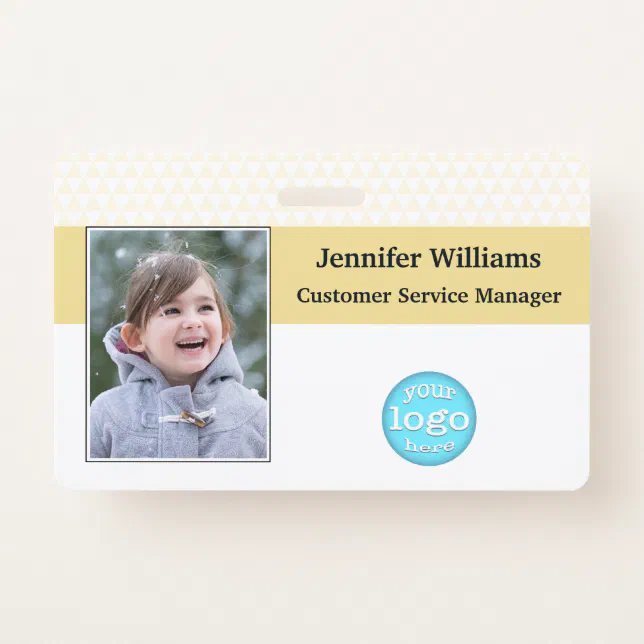 Custom Employee Staff Photo Name Logo Barcode ID Badge | Zazzle