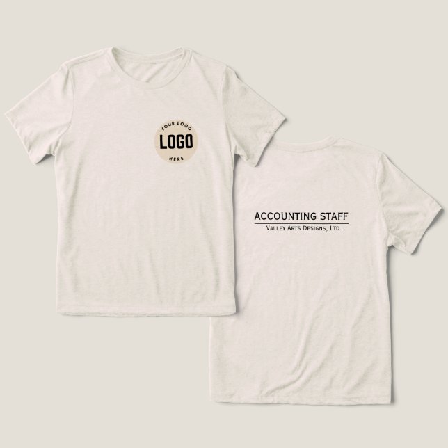 Custom Employee Tshirt, Add Your Logo Tri-Blend Shirt (Design Front & Back)