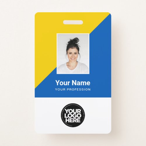 Custom Employee Ukraine Flag Photo Logo Name Badge