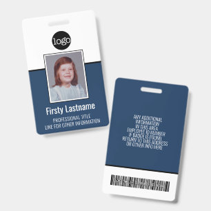 Custom Employee Vertical Photo Bar Code Logo Name Badge