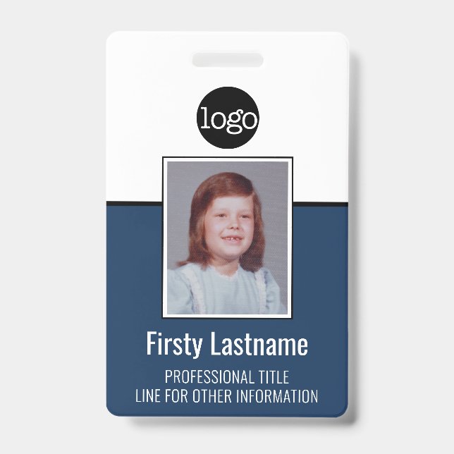 Custom Employee Vertical Photo Bar Code Logo Name Badge (Front)