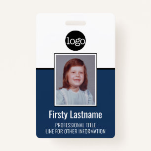 Custom Employee Vertical Photo Bar Code Logo Name Badge