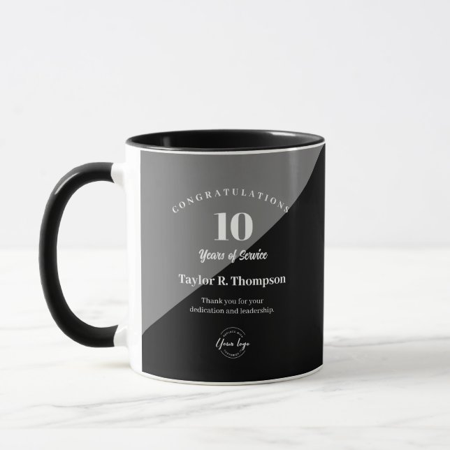 Custom Employee years of service recognition logo Mug (Left)