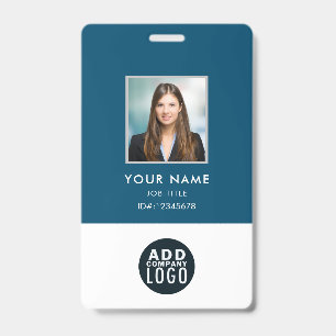 Custom Employees Photo with Barcode Business Logo Badge