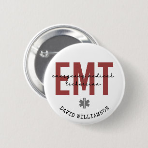 Custom EMT Emergency Medical Technician Button