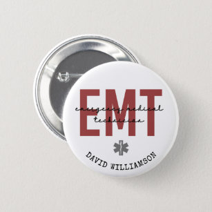 Custom EMT Emergency Medical Technician Button