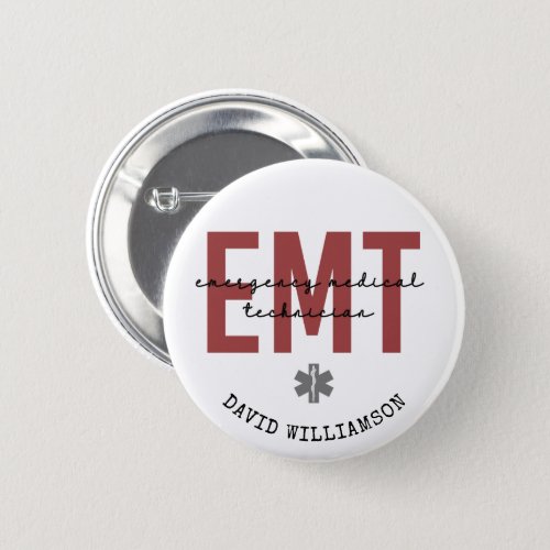 Custom EMT Emergency Medical Technician Button
