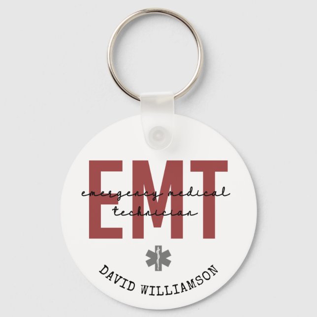 Custom EMT Emergency Medical Technician  Keychain (Front)