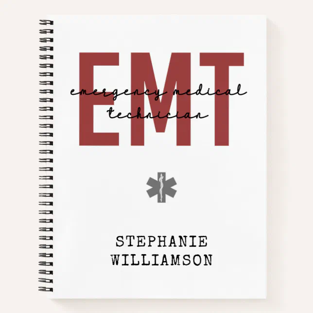Custom EMT Emergency Medical Technician Notebook | Zazzle