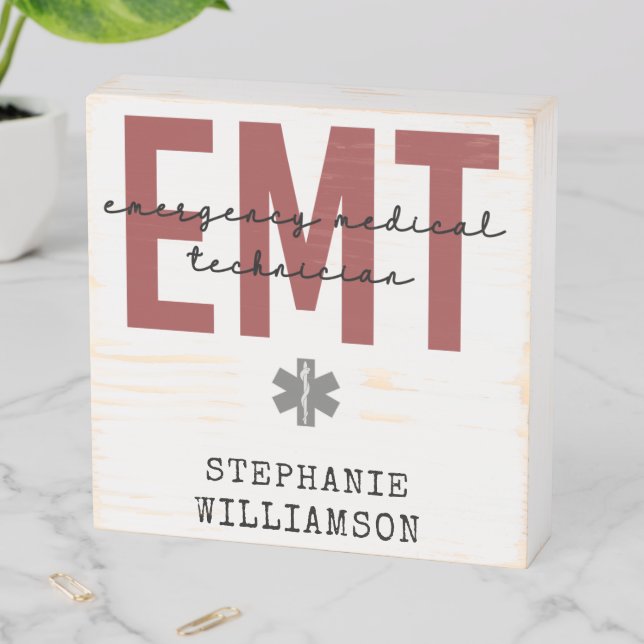 Custom EMT Emergency Medical Technician Wooden Box Sign (In Situ Horizontal)