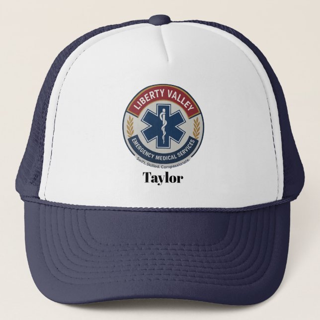 Custom EMT Logo Hat with Personalized Name (Front)