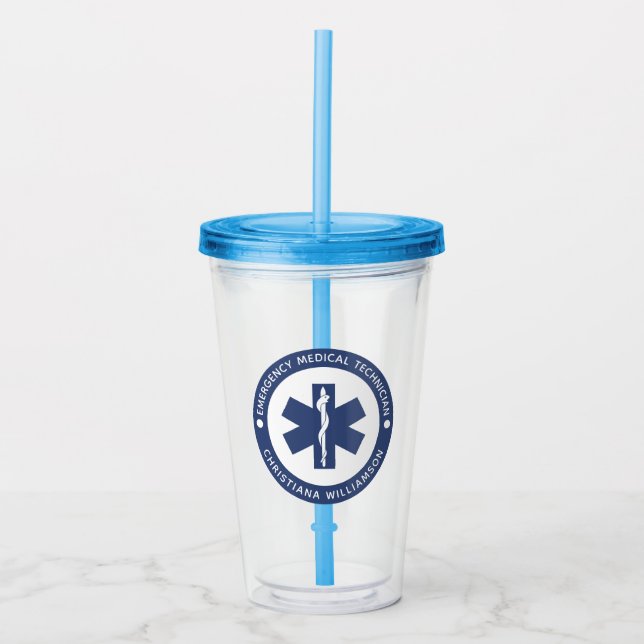 Custom EMT Symbol Emergency Medical Technician Acrylic Tumbler (Front)