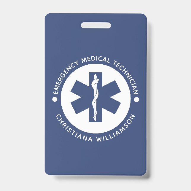 Custom EMT Symbol Emergency Medical Technician Badge (Front)