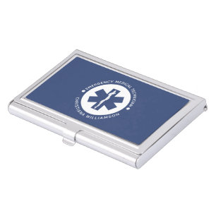 Custom EMT Symbol Emergency Medical Technician Business Card Case