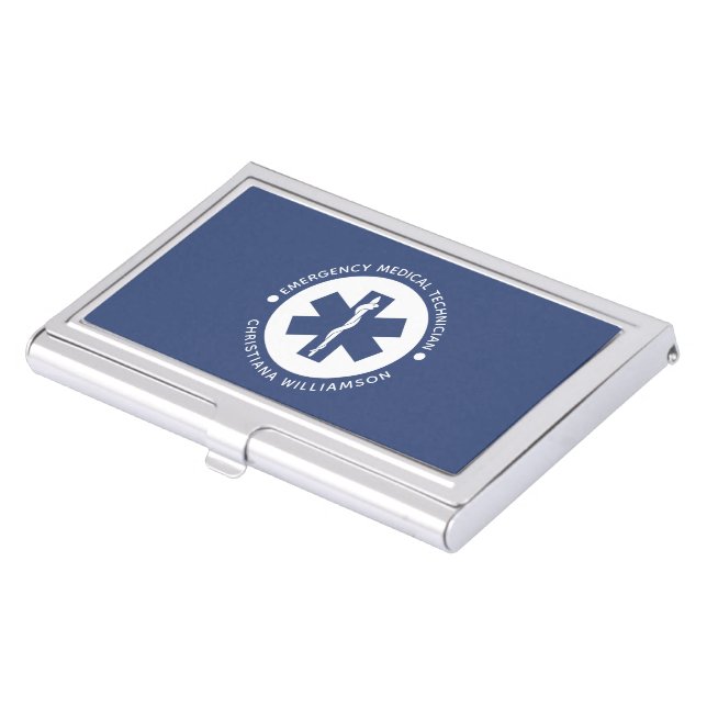 Custom EMT Symbol Emergency Medical Technician Business Card Case (Front)