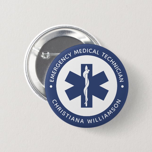 Custom EMT Symbol Emergency Medical Technician Button (Front & Back)