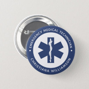 Custom EMT Symbol Emergency Medical Technician Button