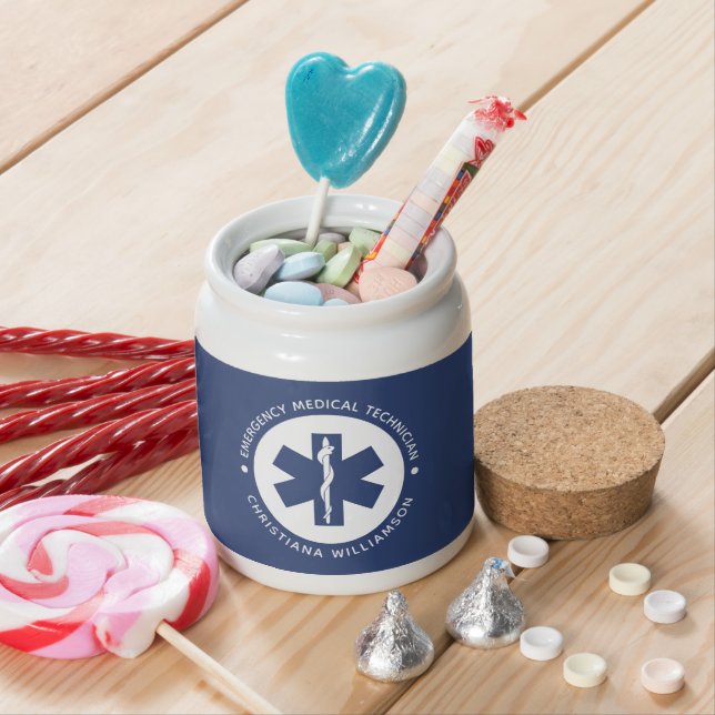 Custom EMT Symbol Emergency Medical Technician Candy Jar (In Situ)