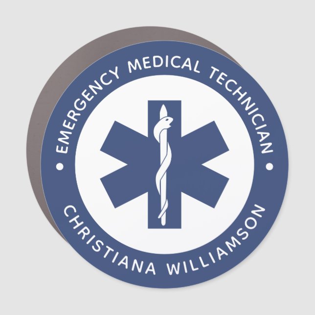 Custom EMT Symbol Emergency Medical Technician Car Magnet (Front)