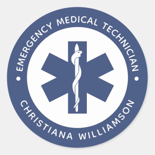 Custom EMT Symbol Emergency Medical Technician Classic Round Sticker