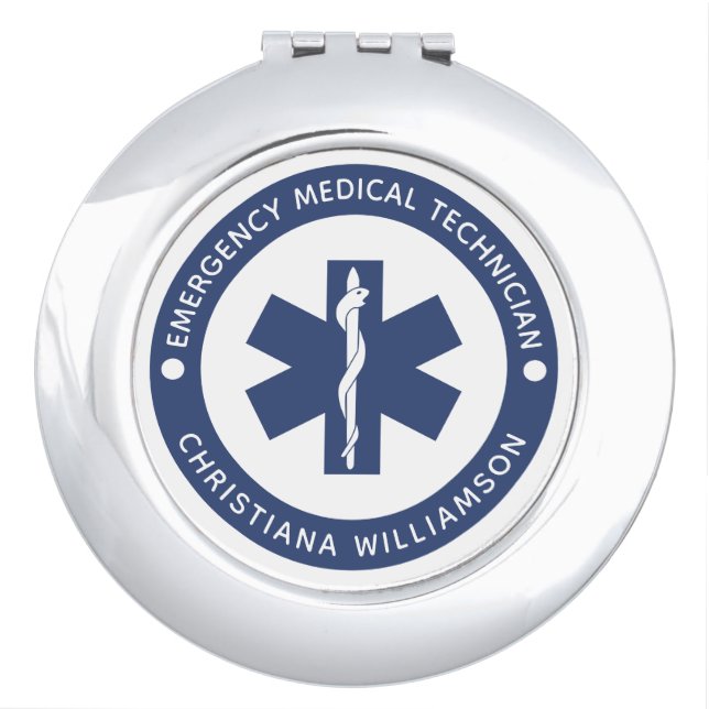 Custom EMT Symbol Emergency Medical Technician Compact Mirror (Front)