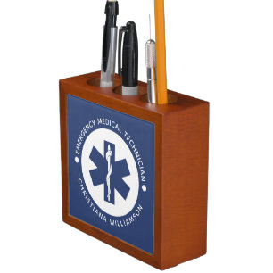 Custom EMT Symbol Emergency Medical Technician Desk Organizer