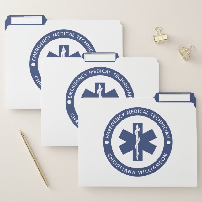 Custom EMT Symbol Emergency Medical Technician File Folder (Set)