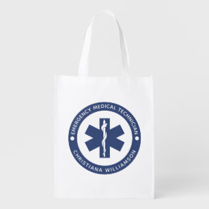 Custom EMT Symbol Emergency Medical Technician Grocery Bag