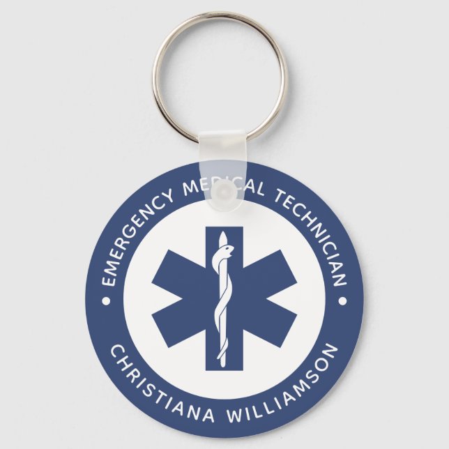 Custom EMT Symbol Emergency Medical Technician Keychain (Front)