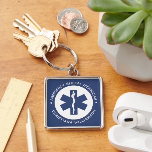 Custom EMT Symbol Emergency Medical Technician Keychain