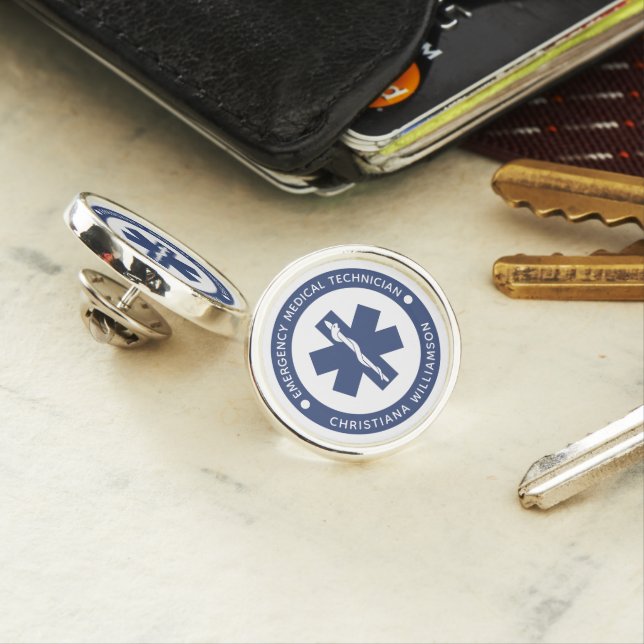 Custom EMT Symbol Emergency Medical Technician Lapel Pin (In Situ)