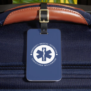 Custom EMT Symbol Emergency Medical Technician Luggage Tag