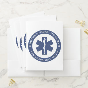 Custom EMT Symbol Emergency Medical Technician Pocket Folder