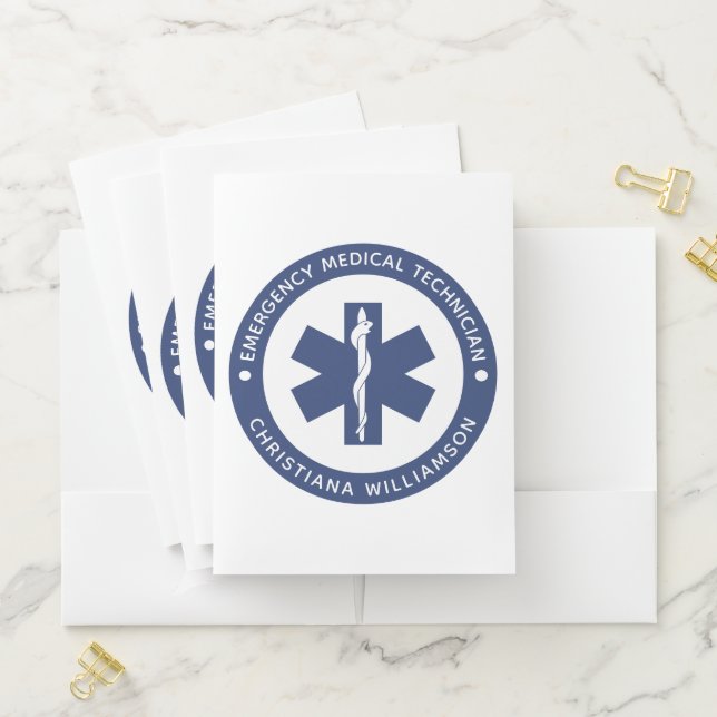Custom EMT Symbol Emergency Medical Technician Pocket Folder (In Situ)